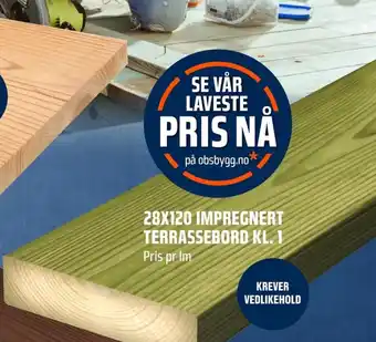 Coop Obs 28X120 IMPREGNERT TERRASSEBORD KL. 1 tilbud