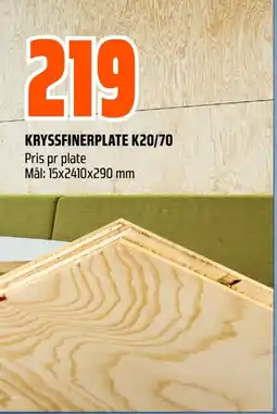 Coop Obs KRYSSFINERPLATE K20/70 Pris pr plate tilbud
