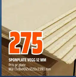 Coop Obs SPONPLATE VEGG 12 MM tilbud
