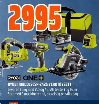 Coop Obs RYOBI R18DDJSCSP-242S VERKTØYSETT tilbud