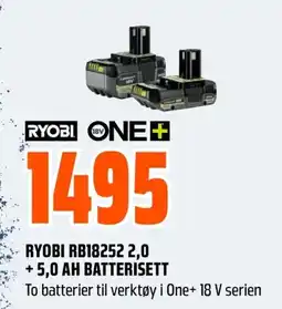 Coop Obs RYOBI RB18252 2,0 +5,0 AH BATTERISETT tilbud