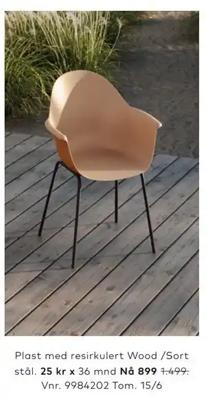 Skeidar Plast med resirkulert Wood /Sort stål tilbud