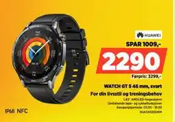 POWER WATCH GT 5 46 mm, svart tilbud