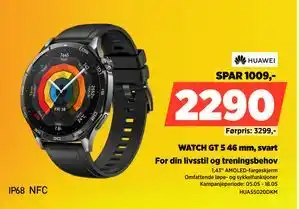POWER WATCH GT 5 46 mm, svart tilbud
