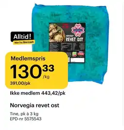 Storcash TINE Norvegia revet ost tilbud