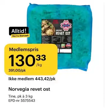 Storcash TINE Norvegia revet ost tilbud