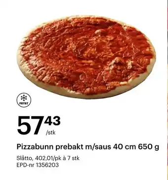 Storcash Pizzabunn prebakt m/saus 40 cm tilbud