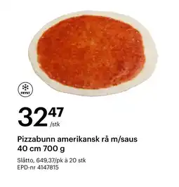 Storcash Pizzabunn amerikansk rå m/saus 40 cm tilbud