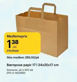 Storcash Bærepose papir tilbud