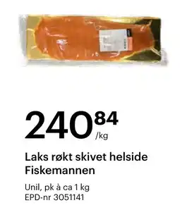 Storcash UNIL Laks røkt skivet helside fiskemannen tilbud