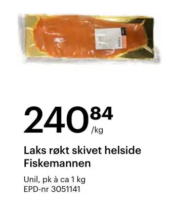 Storcash UNIL Laks røkt skivet helside fiskemannen tilbud