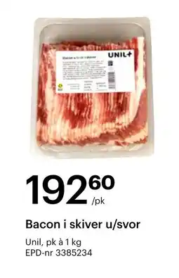 Storcash UNIL Bacon i skiver u/svor tilbud