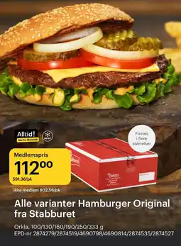 Storcash Alle varianter hamburger original fra stabburet tilbud