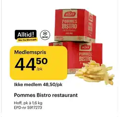 Storcash HOFF Pommes bistro restaurant tilbud