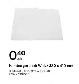 Storcash Hamburgerpapir whizz 380 x 410 mm tilbud