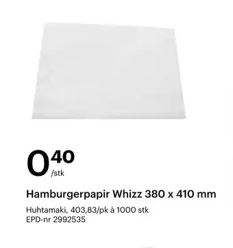 Storcash Hamburgerpapir whizz 380 x 410 mm tilbud