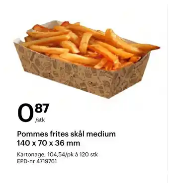 Storcash Pommes frites skål medium 140 x 70 x 36 mm tilbud