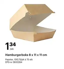Storcash Hamburgerboks 8 x 11 x 11 cm tilbud