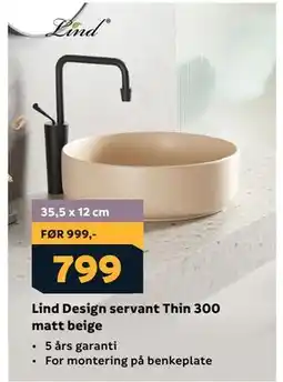 Megaflis Lind Design servant Thin 300 matt beige tilbud