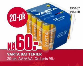 Europris Varta batterier tilbud