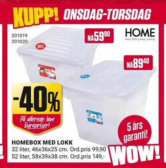 Europris Homebox med lokk tilbud