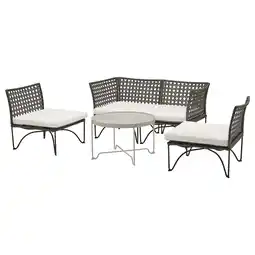IKEA Jutholmen 4-seters møbelgruppe, utendørs, mørk grå/kuddarna lys gråbeige tilbud