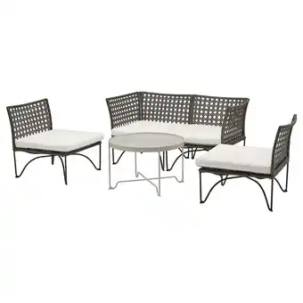 IKEA Jutholmen 4-seters møbelgruppe, utendørs, mørk grå/kuddarna lys gråbeige tilbud