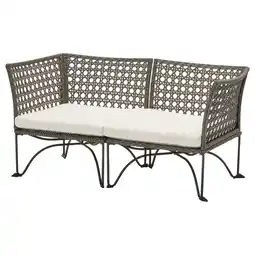 IKEA Jutholmen 2-seters modulsofa, utendørs, mørk grå/kuddarna lys gråbeige, 146x73 cm tilbud