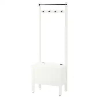 IKEA Hemnes Benk, oppbevaring, håndklestang, hvit, 64x37x173 cm tilbud