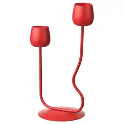 IKEA SilverpÄron Lysestake/telysholder, klarrød, 29 cm tilbud