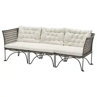 IKEA Jutholmen 3-seters modulsofa, utendørs, mørk grå/kuddarna lys gråbeige, 210x73 cm tilbud
