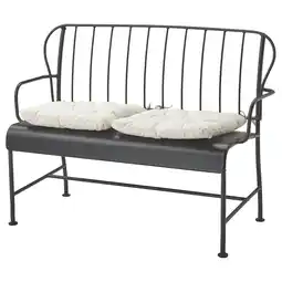 IKEA LÄckÖ 2-seters sofa, utendørs, grå/kuddarna lys gråbeige tilbud