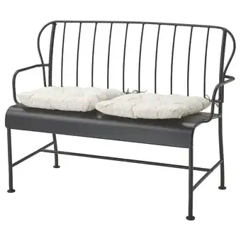 IKEA LÄckÖ 2-seters sofa, utendørs, grå/kuddarna lys gråbeige tilbud