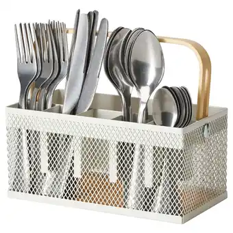 IKEA Vimpelfisk Bestikk med holder, 24 deler, rustfritt stål bambus/offwhite tilbud