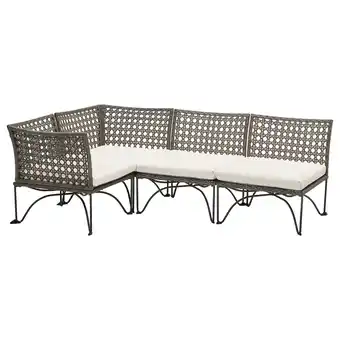 IKEA Jutholmen Hjørnemodulsofa, 3-seters, utendørs, mørk grå/kuddarna lys gråbeige tilbud