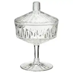 IKEA SÄllskaplig Skål med lokk., klart glass/mønstret, 10 cm tilbud