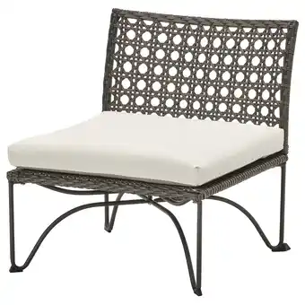 IKEA Jutholmen Lenestol, utendørs, mørk grå/kuddarna lys gråbeige, 65x73x71 cm tilbud