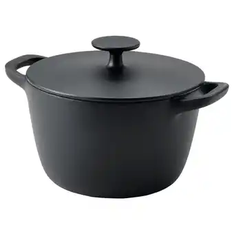IKEA Vardagen Gryte med lokk, emaljert støpejern matt/svart, 3 l tilbud