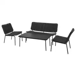 IKEA TegelÖn 4-seters møbelgruppe, utendørs, mørk grå/svart tilbud