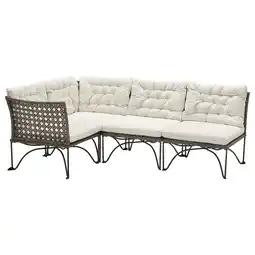 IKEA Jutholmen Hjørnemodulsofa, 3-seters, utendørs, mørk grå/kuddarna lys gråbeige tilbud