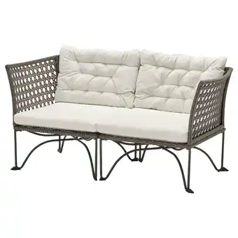 IKEA Jutholmen 2-seters modulsofa, utendørs, mørk grå/kuddarna lys gråbeige tilbud