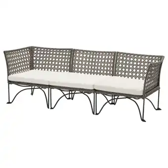 IKEA Jutholmen 3-seters modulsofa, utendørs, mørk grå/kuddarna lys gråbeige tilbud