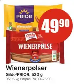 Spar GILDE/PRIOR Wienerpølser tilbud