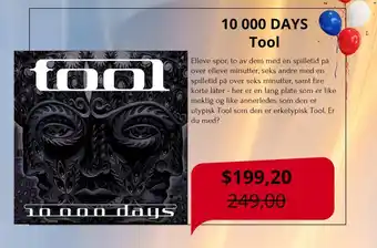 Platekompaniet TOOL 10 000 days tilbud