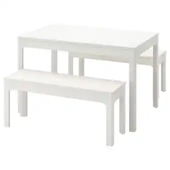 IKEA Ekedalen / ekedalen Bord og 2 benker, hvit/hvit, 120/180 cm tilbud