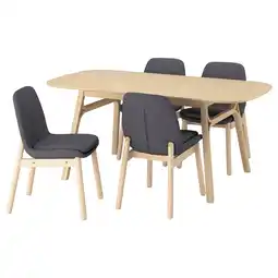 IKEA VoxlÖv / vedbo Bord og 4 stoler, lys bambus/bjørk Gunnared mellomgrå, 180x90 cm tilbud