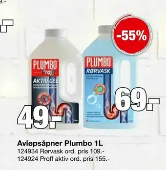 Staples Avløpsåpner Plumbo 1L tilbud