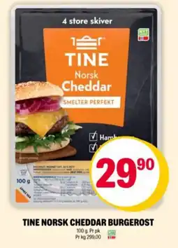 Coop Extra TINE Norsk cheddar burgerost tilbud