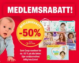 Coop Extra Som coop-medlem får du -50% på alle bleier tilbud