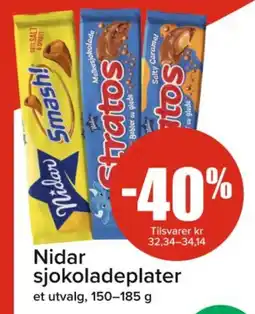Spar NIDAR Sjokoladeplater tilbud